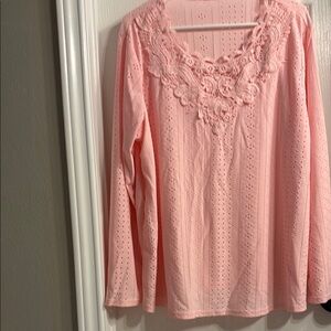 Embellished Pink Blouse with Lace Neckline  Brand N E W